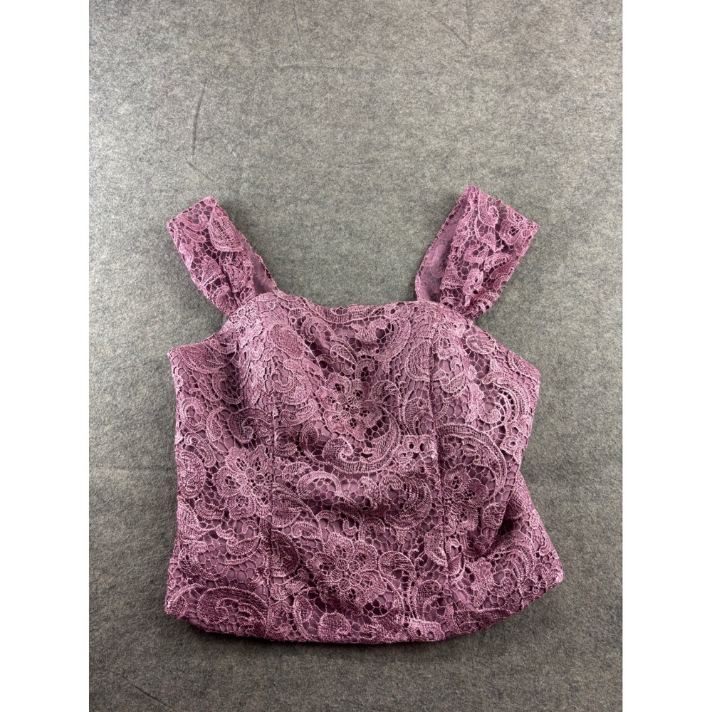 LanTing Bride Purple Floral Lace Corset Top Square Neck Formal Bodice Size 36C?